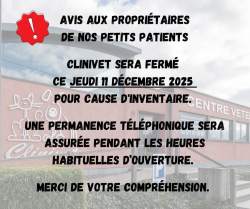 Fermeture exceptionnelle pour cause d'inventaire