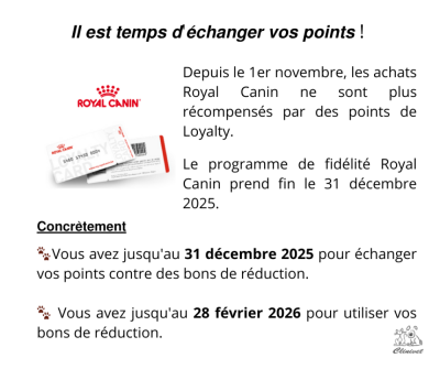 Fin de la carte fidélité Royal Canin